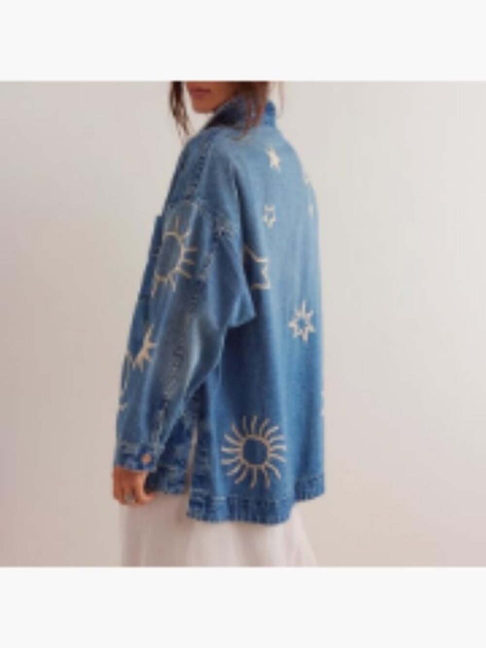 Oversized Denim Jacket with Embroidery, Loose Fit, 90% Cotton 10% Polyester - Picture 5 of 5